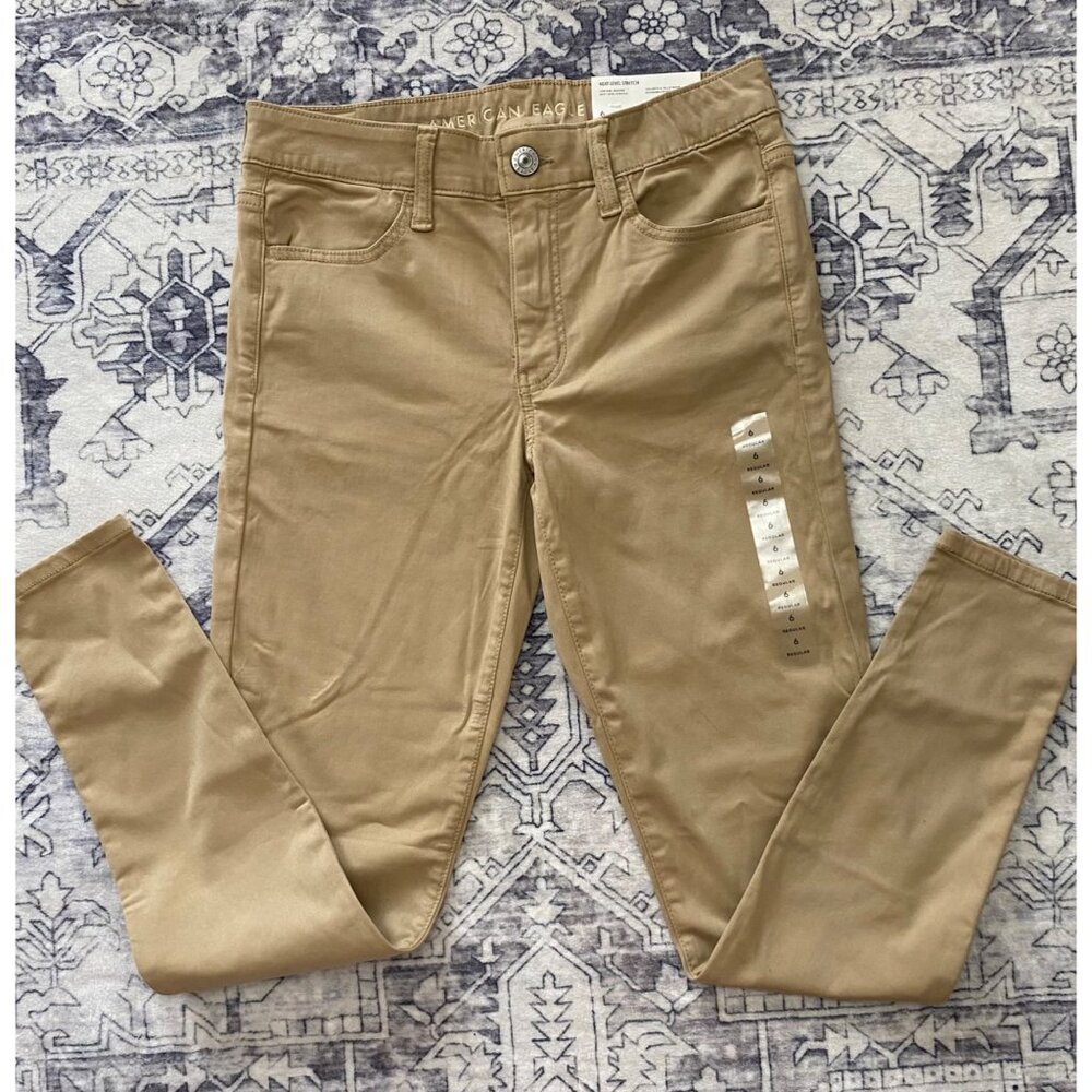 American Eagle Womens Next Level Stretch Khaki Jeggings Size 6 Regular 28W New‎
